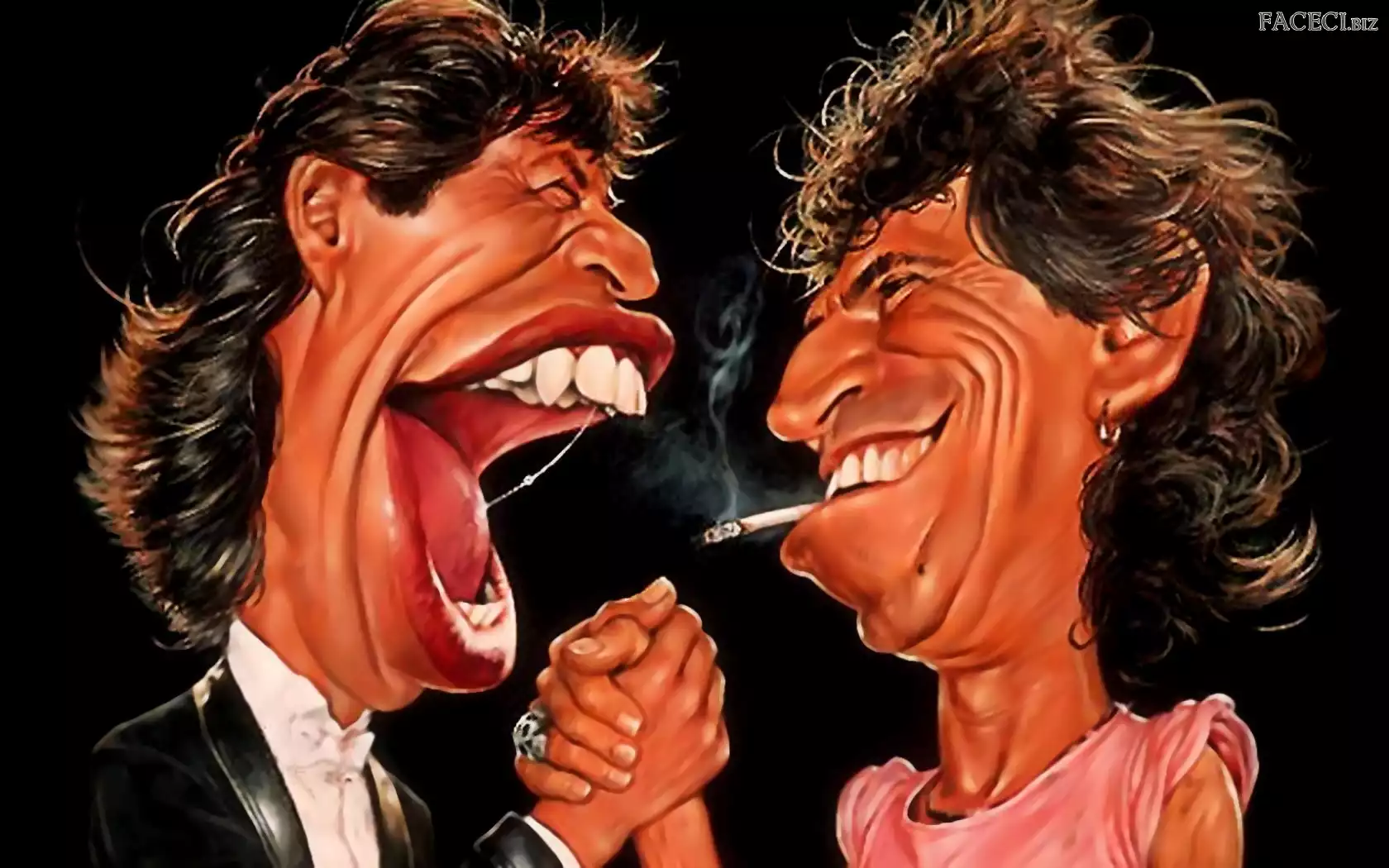 Karykatury, Jagger, Richards, Keith, Mick